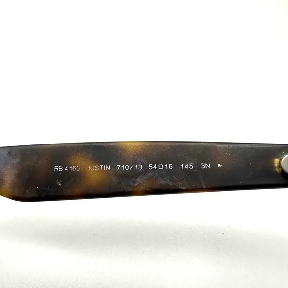 Ray-Ban Justin RB4165 710/13 Tortoise Shell Square Sunglasses Mens 54mm - Picture 5 of 6